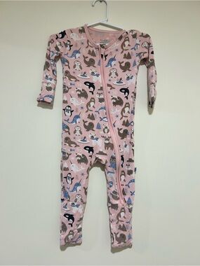 KicKee Arctic Sea Animal Print Zipper Sleeper Rose Pink 18-24 Months